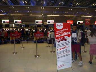 Air Asia check-in counter in Bangkok Suvarnabhumi International Airport