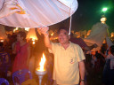 Release of a sky lantern, Loy Krathong Festival