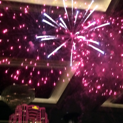 The view of fireworks from Shangri-La Hotel Bangkok