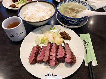 The thicker cuts of Gyutan (Beef Tongue) - Gyutan Restaurant "Rikyu" -